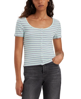 Levi's Women's Britt Cropped Snap-Front Short-Sleeve Top