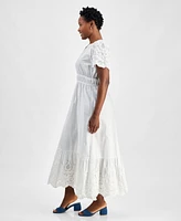 On 34th Women's Cotton Embroidered Midi Dress, Created for Macy's