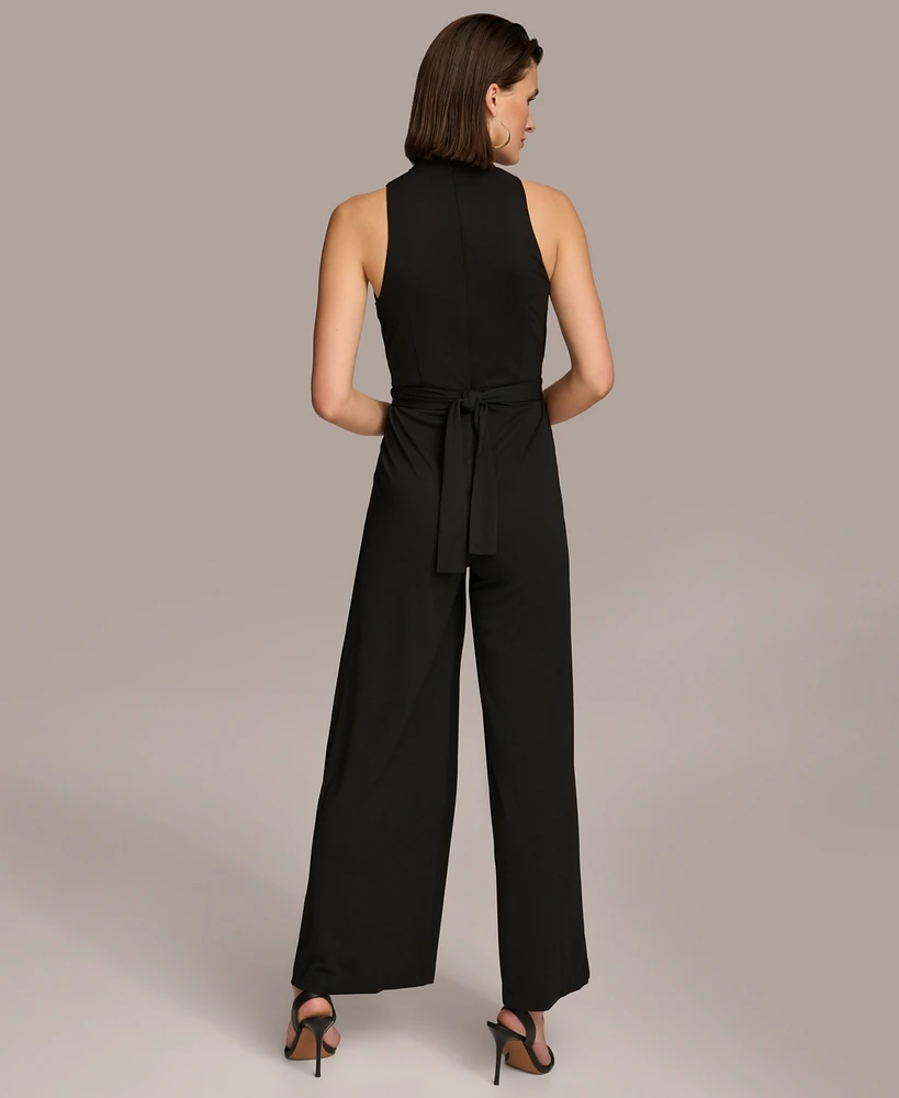 Donna Karan Women's V-Neck Hardware Sleeveless Jumpsuit