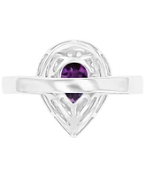 Amethyst (3/4 ct. t.w.) & Lab-Grown White Sapphire Teardrop Halo Birthstone Ring Sterling Silver (Also Additional Birthstones)