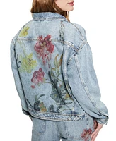 Guess Women's Clara Printed-Back Denim Jacket