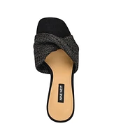 Nine West Women's Nikhil Slip-On Square Toe Wedge Sandals