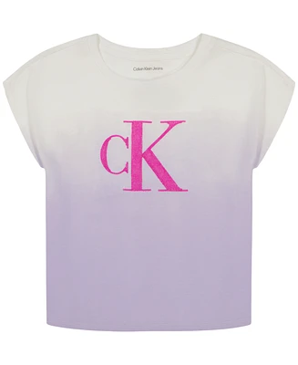 Calvin Klein Big Girls Ombre Dolman Sequin Crewneck T-shirt
