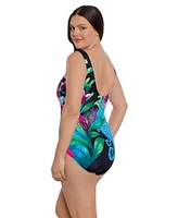 Women's Longitude Panel Scoopneck Tank One-Piece Swimsuit