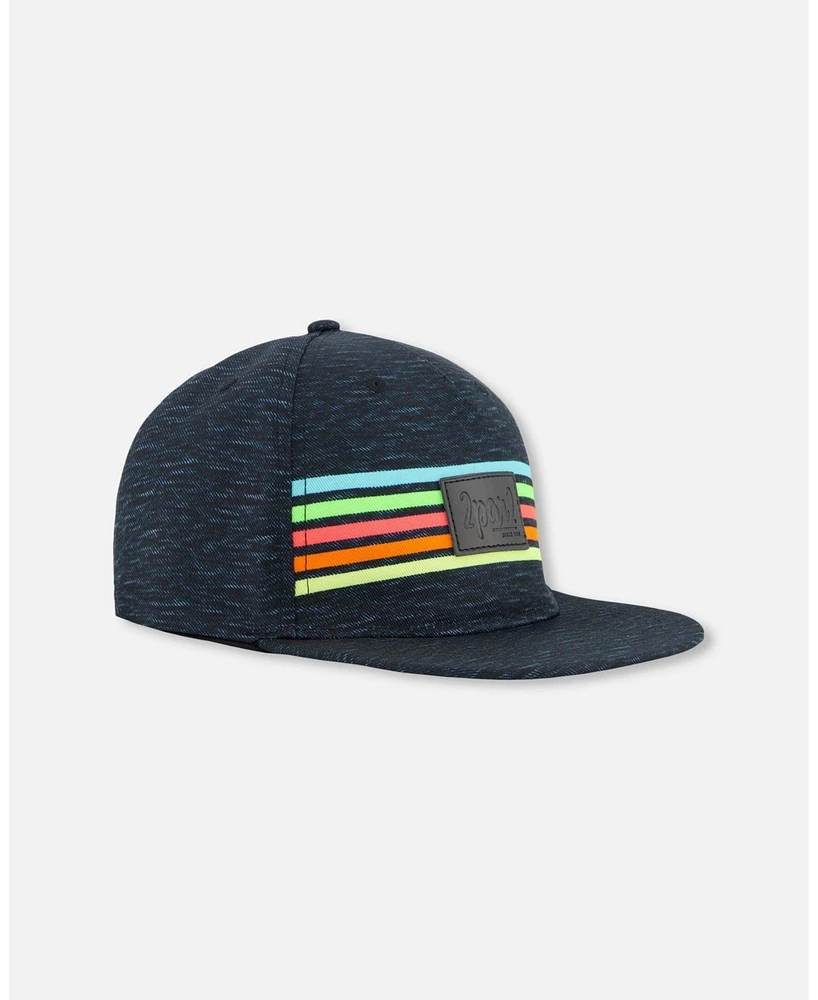 Baby Boy Neon Stripe Cap Heather Black - Infant