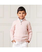 Hope & Henry Boys Organic Long Sleeve Half Zip Cable Pullover Sweater