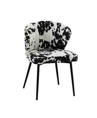 Dunten Contemporary Upholstery Accent Chair with Cowhide Pattern and Tufted Back