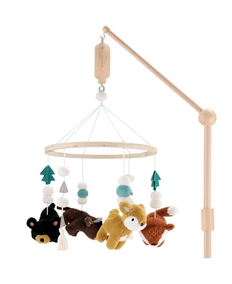 The Peanutshell Western Woods Baby Musical Wooden Crib Mobile