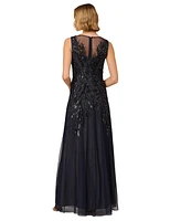 Adrianna Papell Women's Bead Metallic Mesh Gown