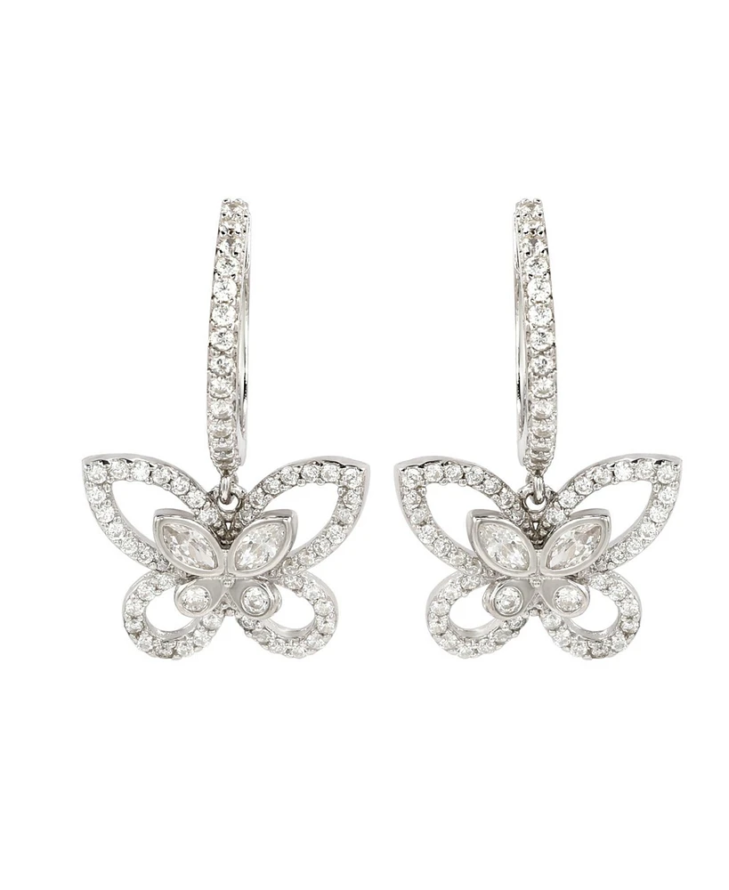 Suzy Levian New York Suzy Levian Sterling Silver Cubic Zirconia Art-Deco Butterfly Dangle Earrings