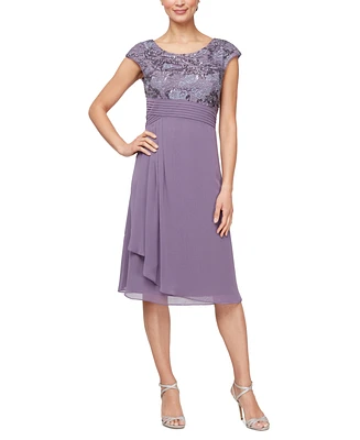 Alex Evenings Women's Sequined-Lace A-Line Dress