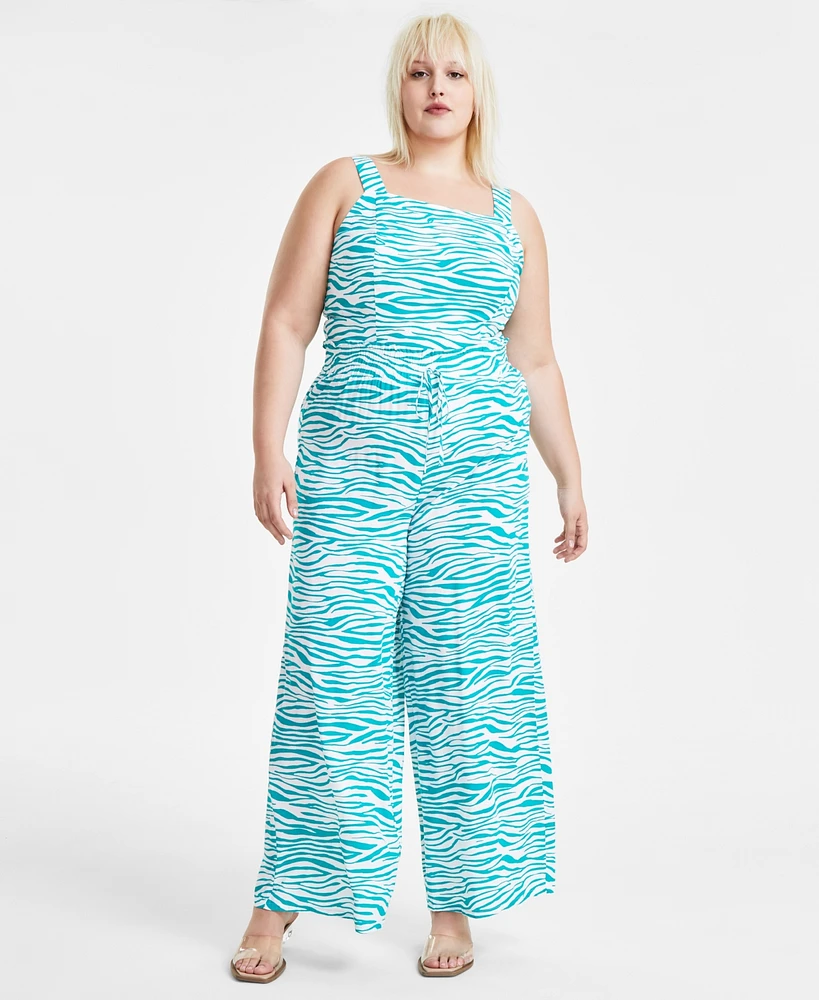 Bar Iii Trendy Plus Printed Wide-Leg Pants, Created for Macy's