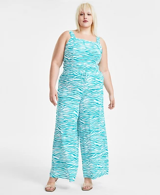 Bar Iii Trendy Plus Printed Wide-Leg Pants, Created for Macy's