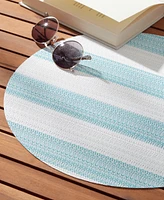 Town & Country Living Basics Cabana Stripe Indoor/Outdoor Placemats 4-Pack Set, Reversible, 15" Round