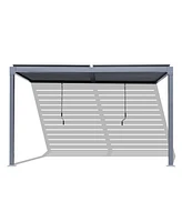 Aoodor 153.9''x114.5''x92.5''. D Outdoor Louvered Pergola Adjustable Sloping Roof Wall-Mounted