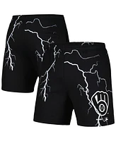 Men's Pleasures Black Milwaukee Brewers Lightning Shorts