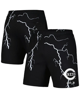 Men's Pleasures Black Cincinnati Reds Lightning Shorts