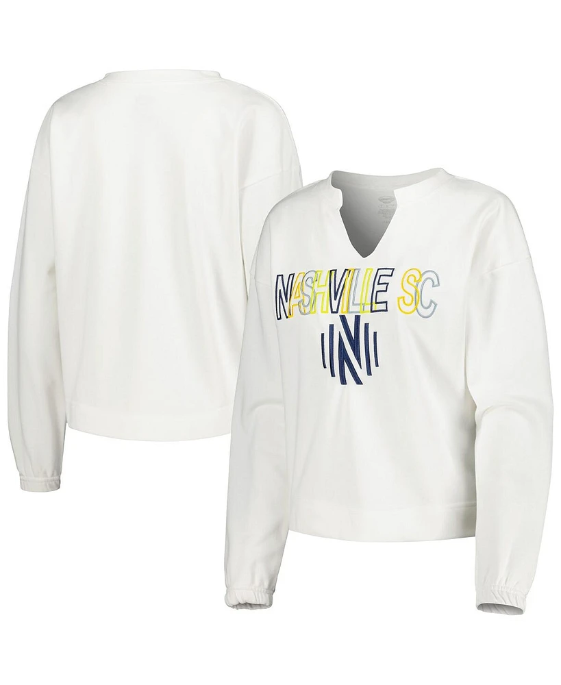 Women's Concepts Sport White Nashville Sc Sunray Notch Neck Long Sleeve T-shirt