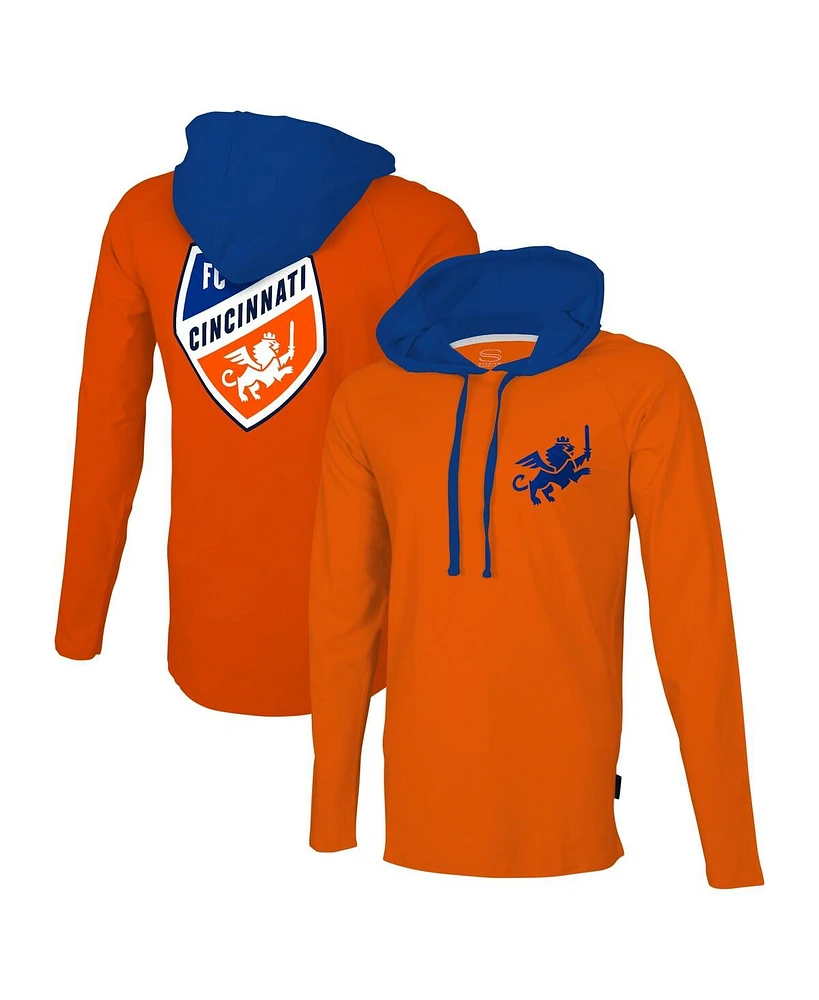 Men's Stadium Essentials Orange Fc Cincinnati Tradition Raglan Hoodie Long Sleeve T-shirt