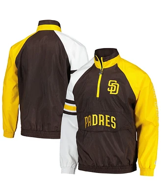 Men's Starter Brown, Gold San Diego Padres Elite Raglan Half-Zip Jacket