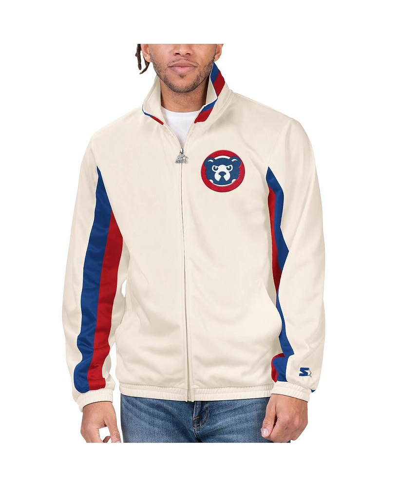 Men's Starter Cream Chicago Cubs Rebound Cooperstown Collection Full-Zip Track Jacket