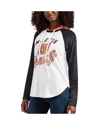 Women's G-iii 4Her by Carl Banks White Martin Truex Jr Mvp Raglan Hooded Long Sleeve T-shirt