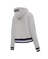 Women's Pro Standard Heather Gray Howard Bison Script Tail Fleece Cropped Pullover Hoodie