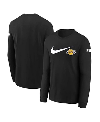 Big Boys Nike Black Los Angeles Lakers Swoosh Long Sleeve T-shirt