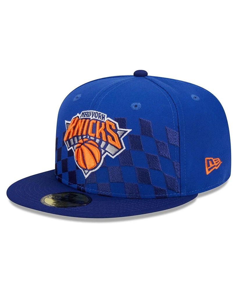 Men's New Era Blue York Knicks 2024 Nba All-Star Game Rally Drive Checkerboard 59FIFTY Crown Fitted Hat