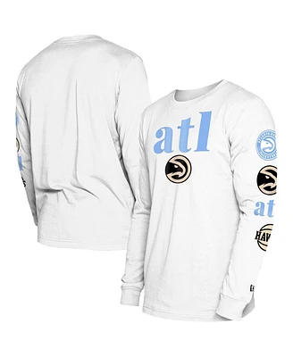 Men's New Era White Atlanta Hawks 2023/24 City Edition Long Sleeve T-shirt