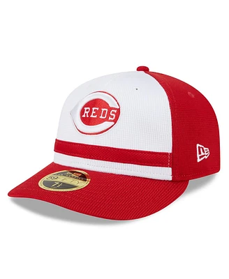 Men's New Era White Cincinnati Reds 2024 Batting Practice Low Profile 59FIFTY Fitted Hat