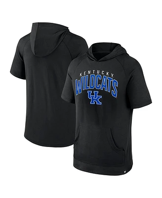Men's Fanatics Black Kentucky Wildcats Double Arch Raglan Short Sleeve Hoodie T-shirt