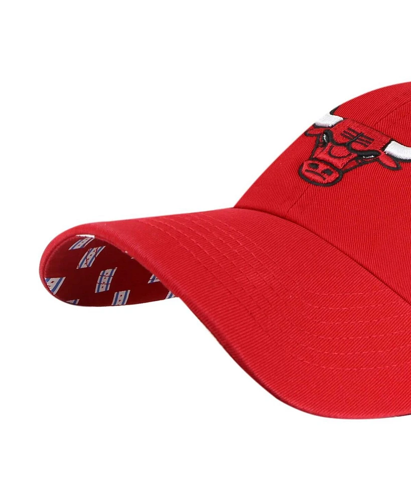 Women's '47 Brand Red Chicago Bulls Confetti Undervisor Clean Up Adjustable Hat