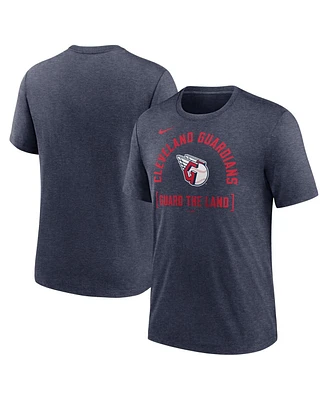 Men's Nike Heather Navy Cleveland Guardians Swing Big Tri-Blend T-shirt