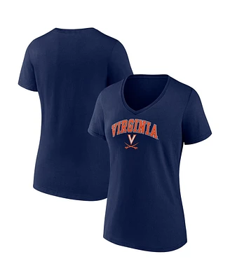 Women's Fanatics Navy Virginia Cavaliers Evergreen Campus V-Neck T-shirt