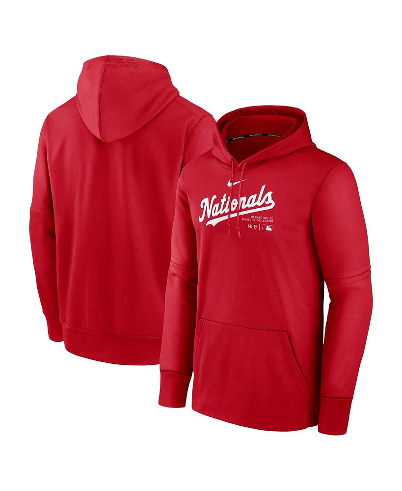 Men's Nike Red Washington Nationals Authentic Collection Practice Performance Pullover Hoodie