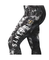 Women's Msx by Michael Strahan Black New Orleans Saints Aubrey Tie-Dye Leggings