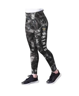 Women's Msx by Michael Strahan Black New Orleans Saints Aubrey Tie-Dye Leggings