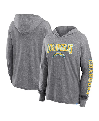 Women's Fanatics Heather Gray Los Angeles Chargers Classic Outline Pullover Hoodie