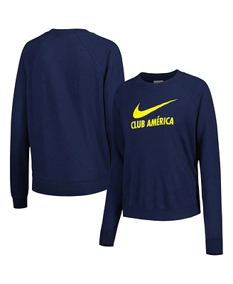 Women's Nike Navy Club America Lockup Varsity Tri-Blend Raglan Pullover Sweatshirt