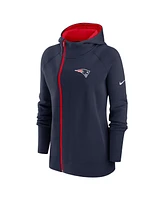 Women's Nike Navy New England Patriots Asymmetrical Raglan Full-Zip Hoodie