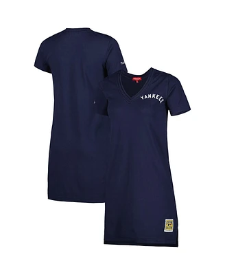 Women's Mitchell & Ness Navy Distressed New York Yankees Cooperstown Collection V-Neck Dress