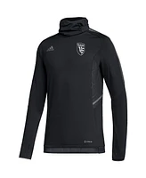 Men's adidas Black San Jose Earthquakes Cold.rdy Raglan Warmup Pullover Jacket