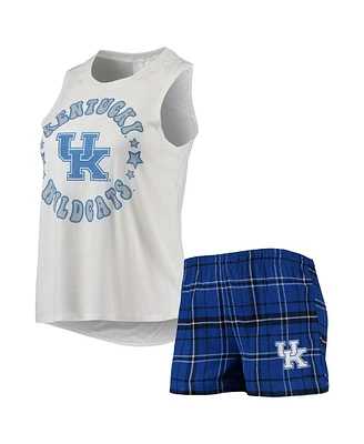 Women's Concepts Sport Royal, White Kentucky Wildcats Ultimate Flannel Tank Top and Shorts Sleep Set