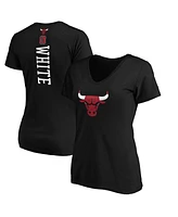 Women's Fanatics Coby White Black Chicago Bulls Playmaker Name and Number V-Neck T-shirt