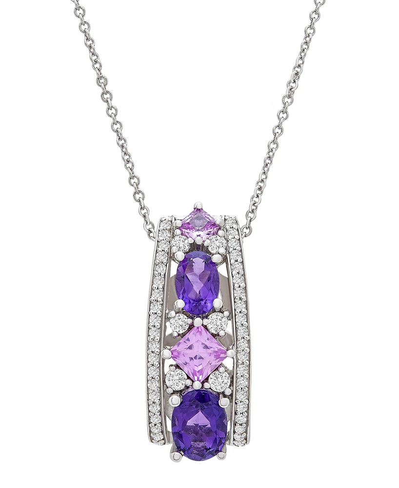 Multi-Gemstone Vertical Cluster 18" Pendant Necklace (2-1/4 ct. t.w.) in Sterling Silver