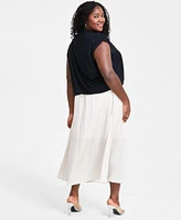 Bar Iii Trendy Plus Size Short Sleeve Blouson Top Belted Maxi Skirt Created For Macys