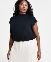 Bar Iii Trendy Plus Size Short-Sleeve Blouson Tee, Created for Macy's