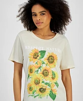 Rebellious One Juniors' Sunflower Graphic Crewneck T-Shirt