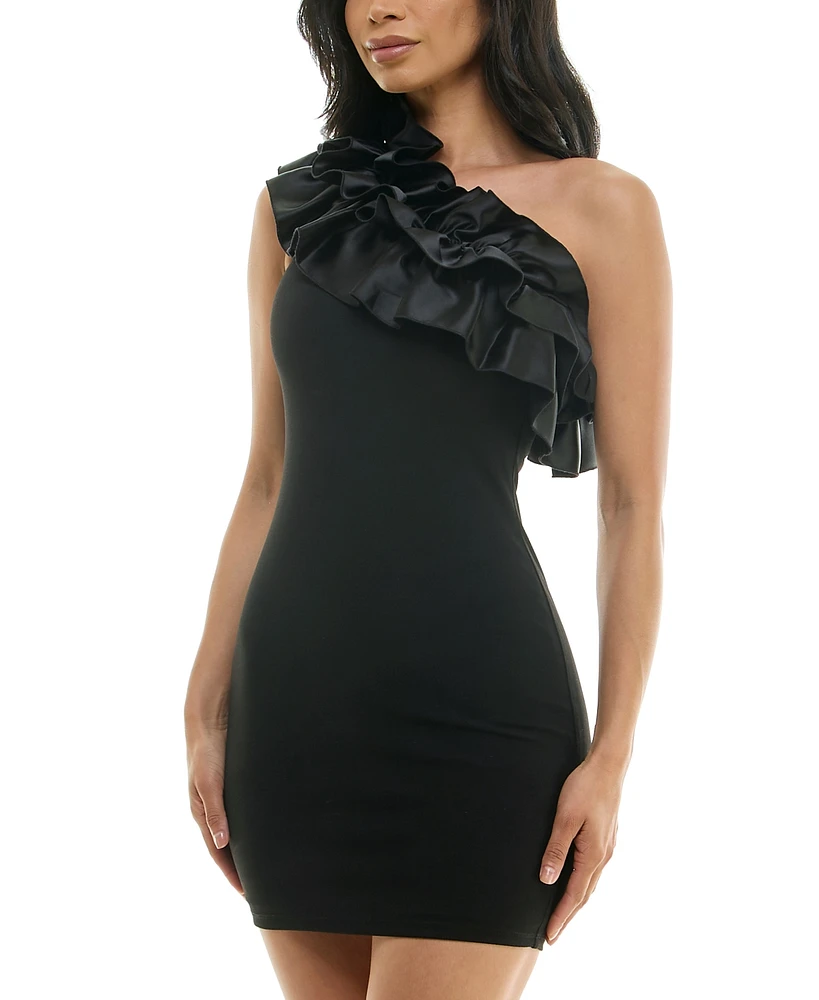 Speechless Juniors' Ruffled One-Shoulder Bodycon Dress